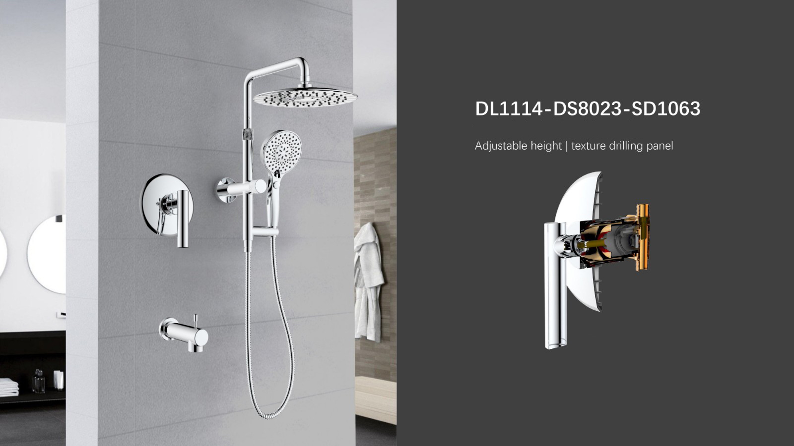 Dual360°AdjustableRainShowerHandWithHandheldShowerCombo156