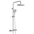 Chromed Shower Column With Dual 3-Function Shower Head And Handshower And Thermostatic Mixer